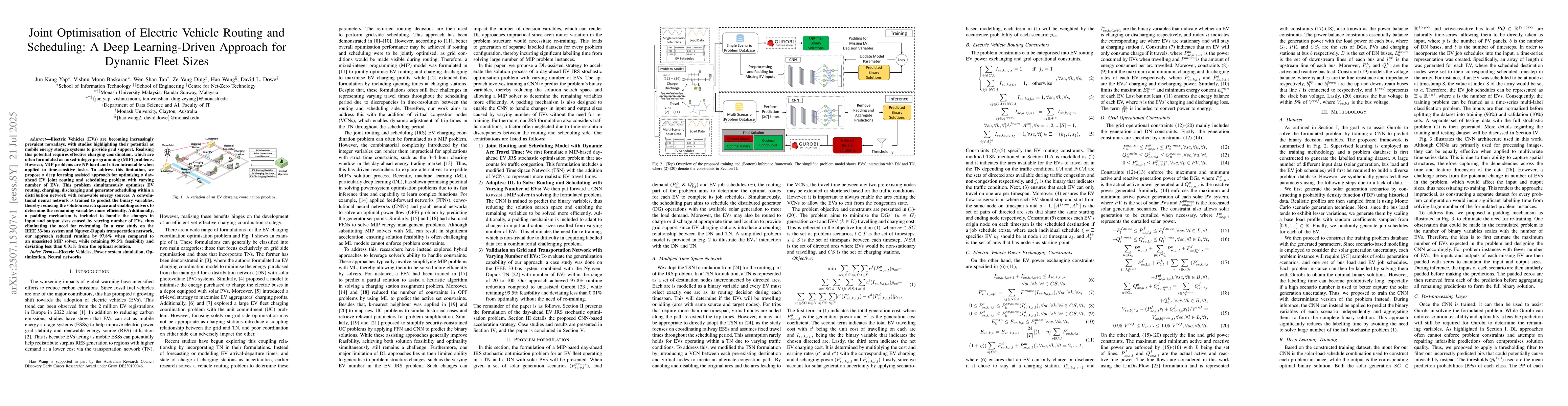 Thumbnail for Joint Optimisation of Electric Vehicle Routing and Scheduling: A Deep
  Learning-Driven Approach for Dynamic Fleet Sizes