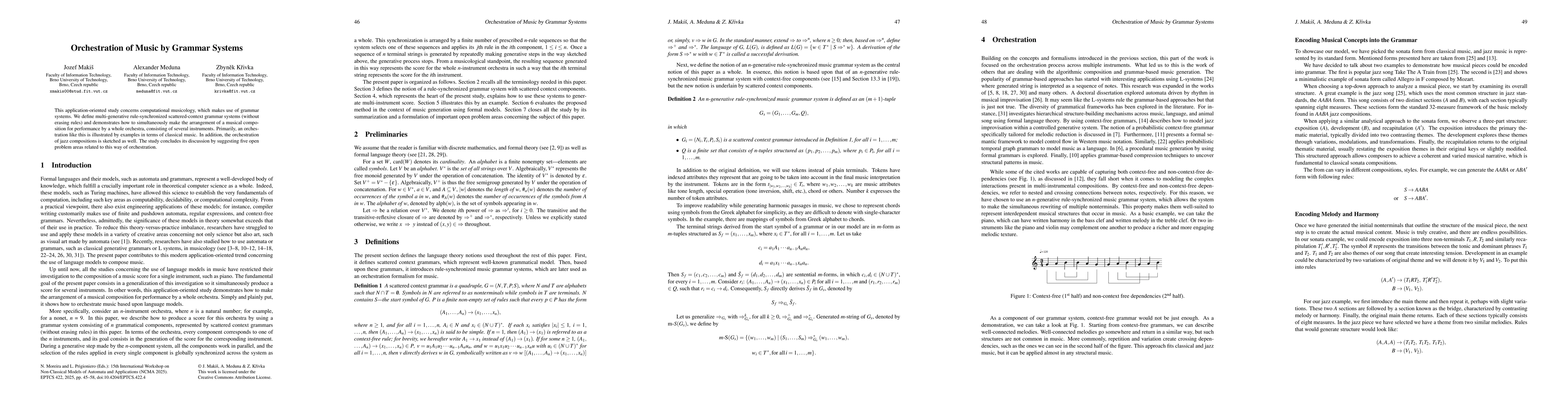 Thumbnail for Orchestration of Music by Grammar Systems