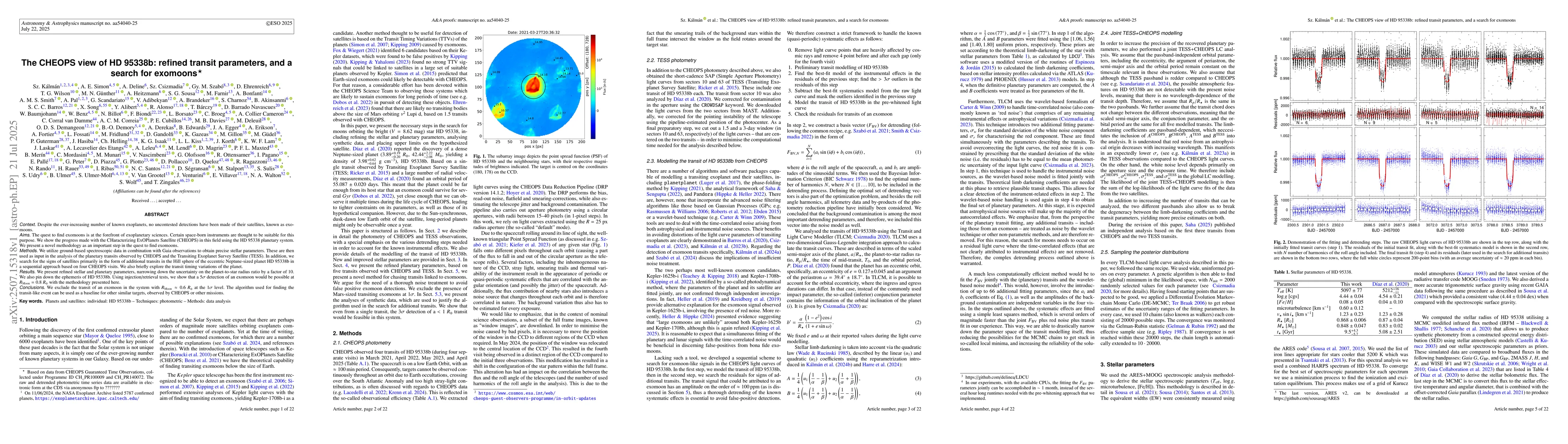 Thumbnail for The CHEOPS view of HD 95338b: refined transit parameters, and a search
  for exomoons