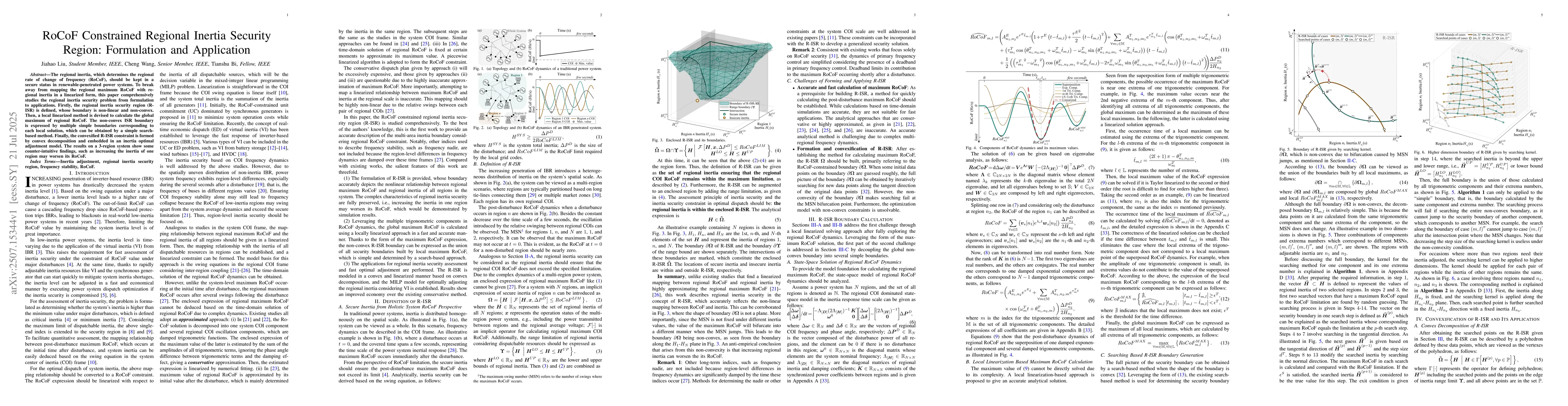 Thumbnail for RoCoF Constrained Regional Inertia Security Region: Formulation and
  Application