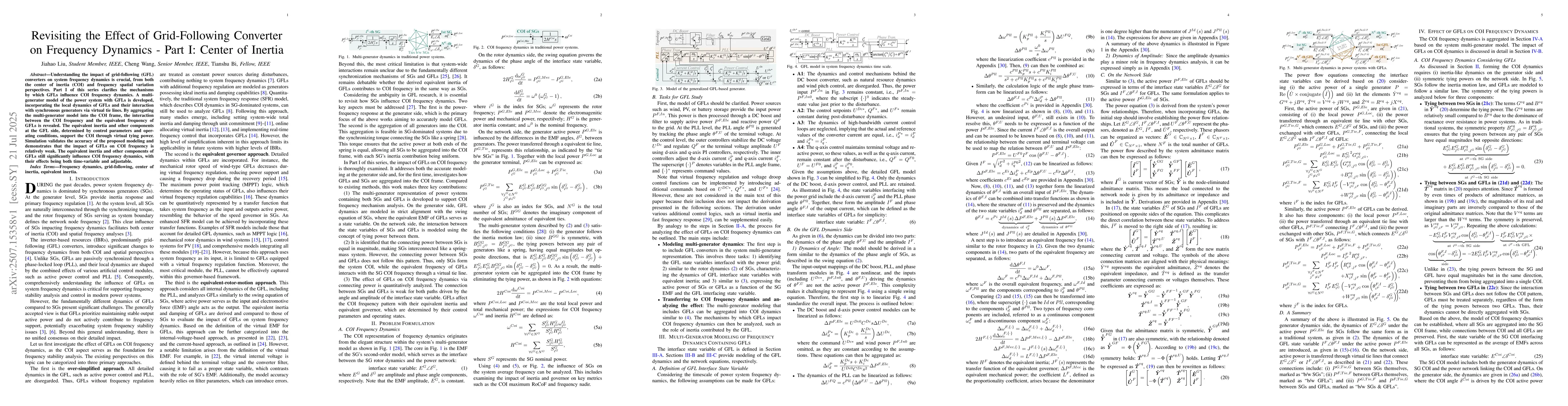 Thumbnail for Revisiting the Effect of Grid-Following Converter on Frequency Dynamics
  -- Part I: Center of Inertia