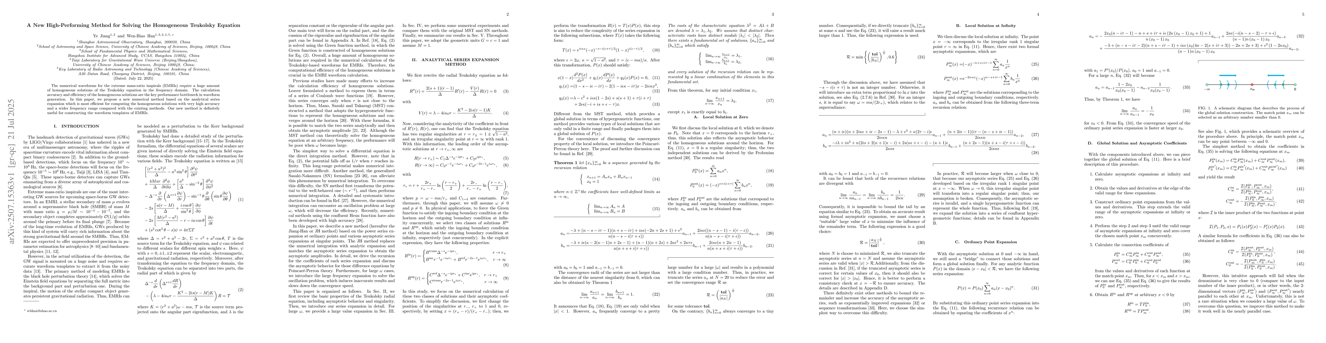 Thumbnail for A New High-Performing Method for Solving the Homogeneous Teukolsky
  Equation