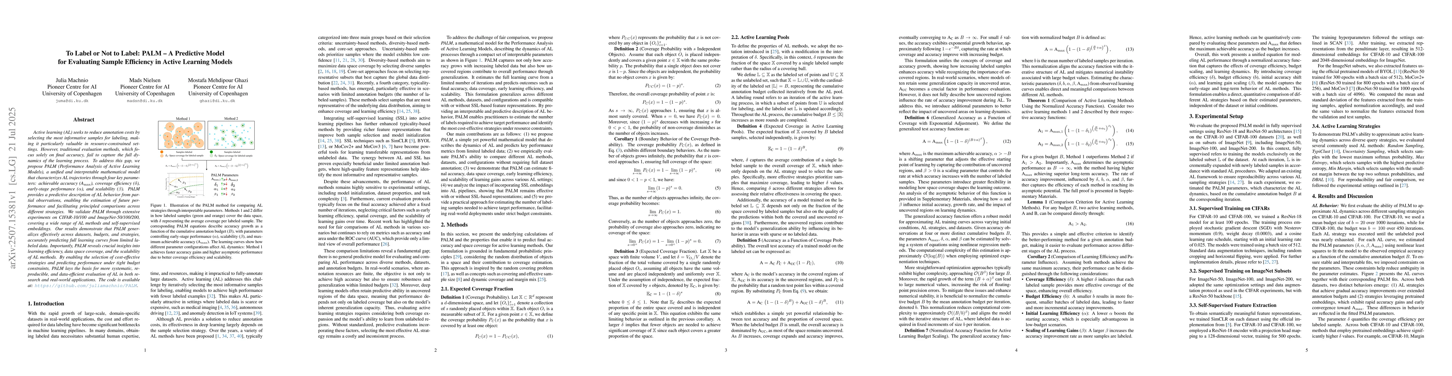 Thumbnail for To Label or Not to Label: PALM -- A Predictive Model for Evaluating
  Sample Efficiency in Active Learning Models