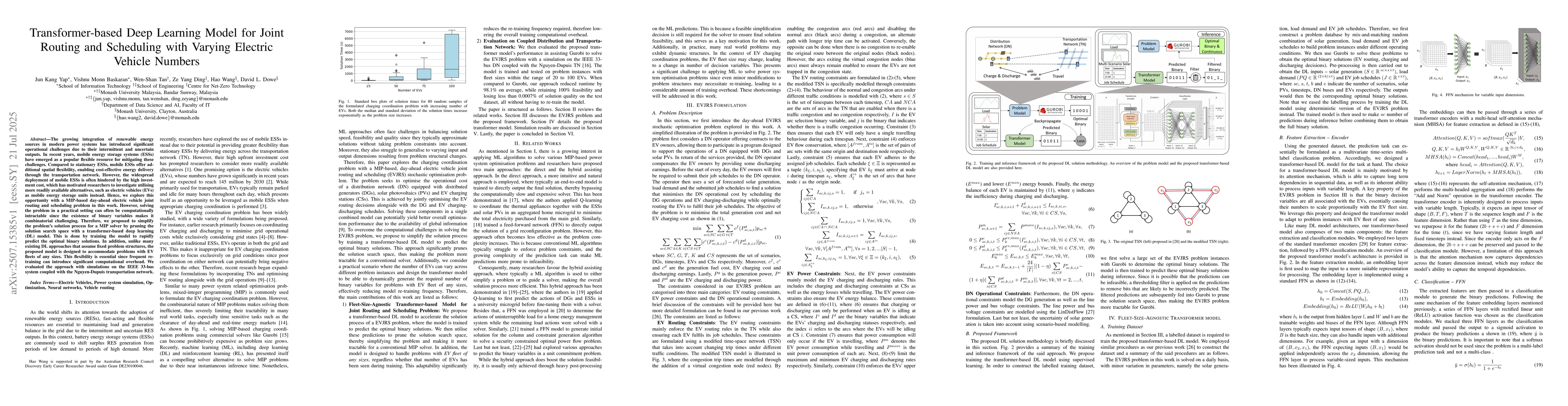Thumbnail for Transformer-based Deep Learning Model for Joint Routing and Scheduling
  with Varying Electric Vehicle Numbers