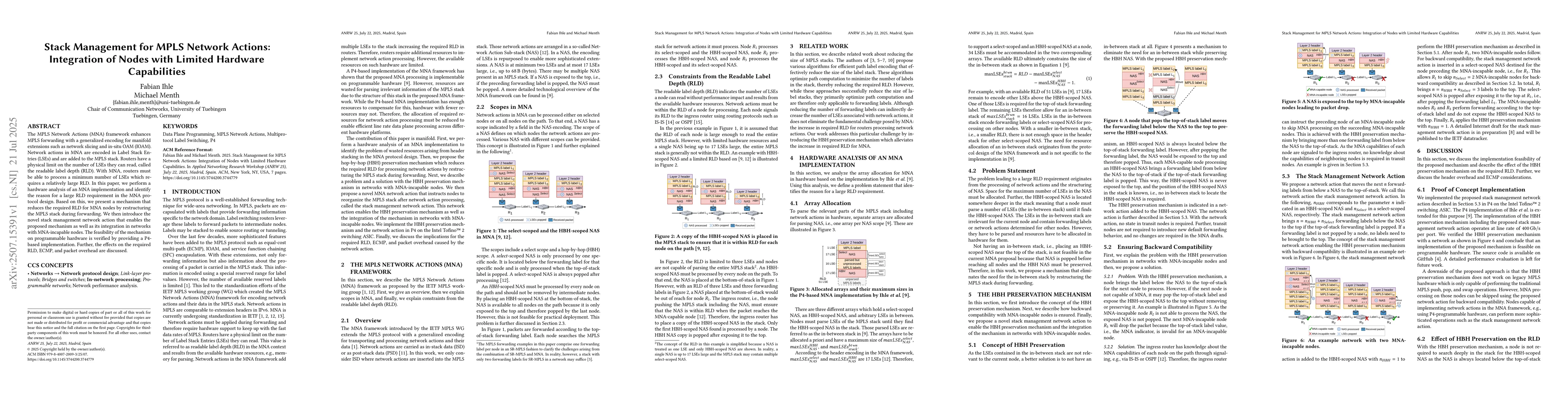 Thumbnail for Stack Management for MPLS Network Actions: Integration of Nodes with
  Limited Hardware Capabilities