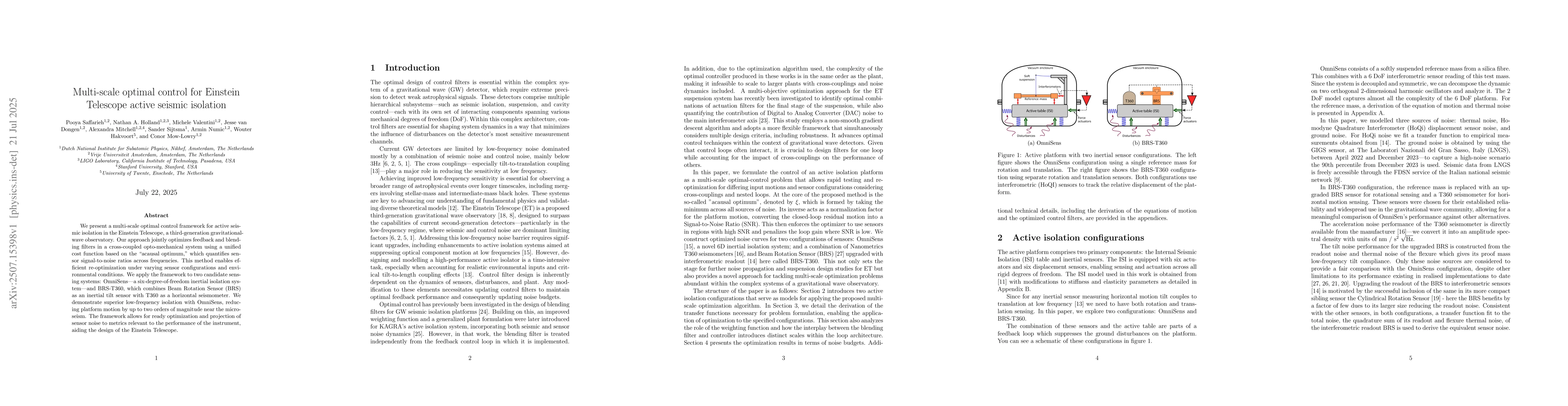 Thumbnail for Multi-scale optimal control for Einstein Telescope active seismic
  isolation