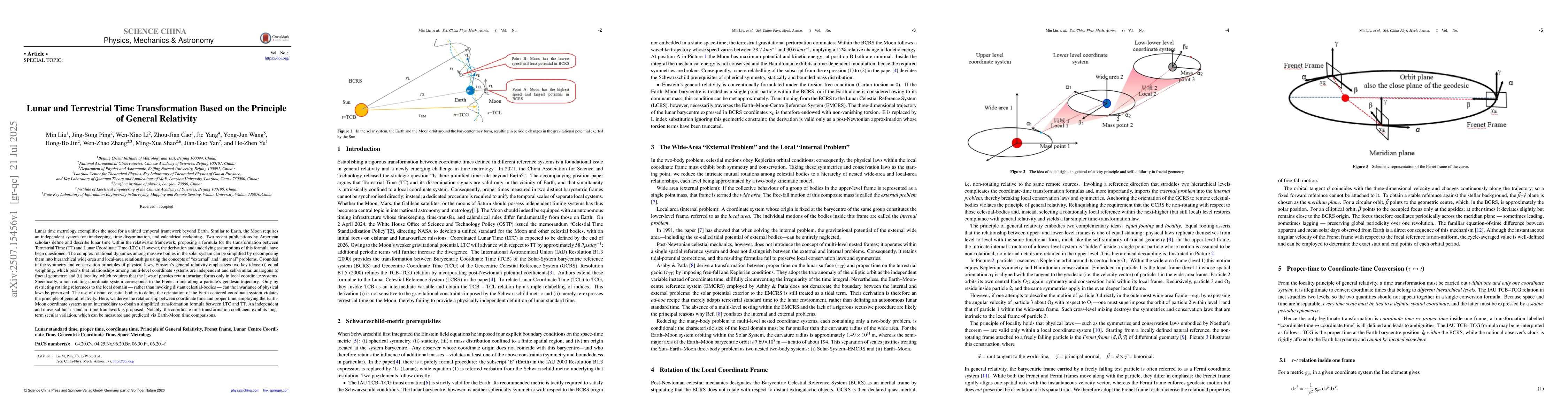 Thumbnail for Lunar and Terrestrial Time Transformation Based on the Principle of
  General Relativity