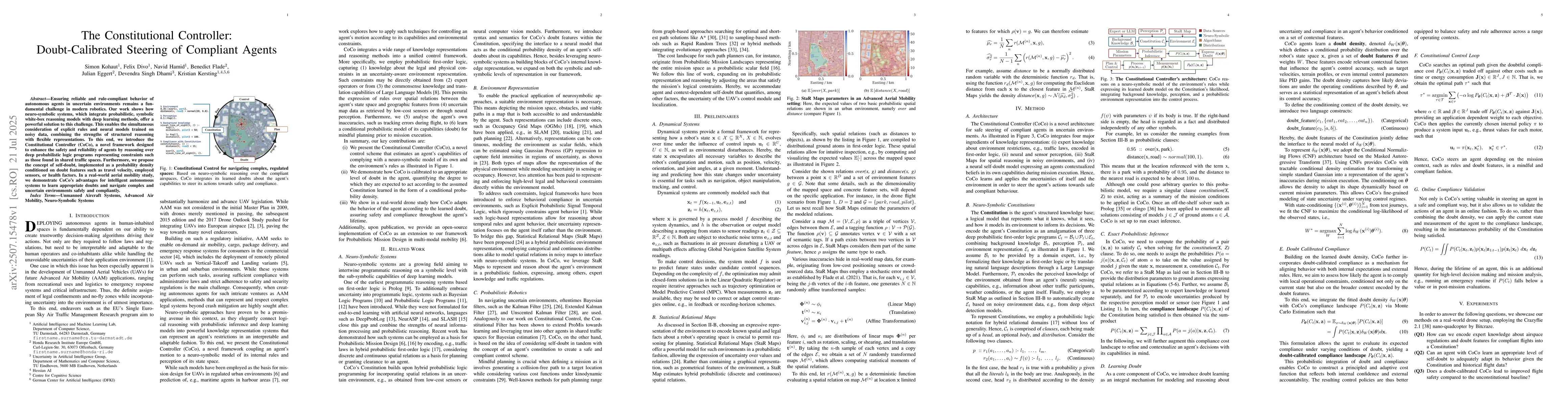 Thumbnail for The Constitutional Controller: Doubt-Calibrated Steering of Compliant
  Agents