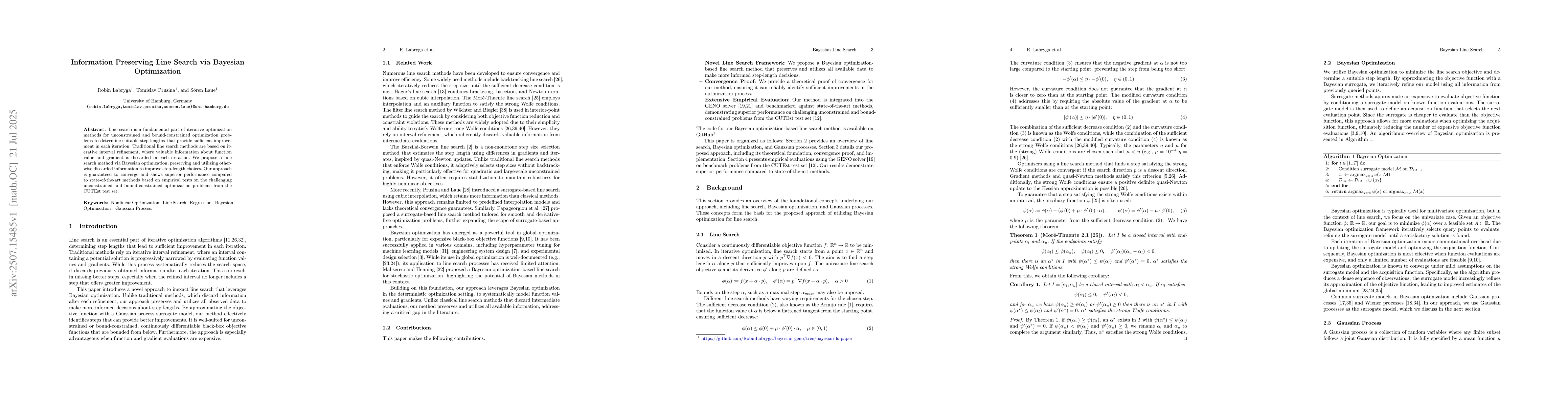 Thumbnail for Information Preserving Line Search via Bayesian Optimization