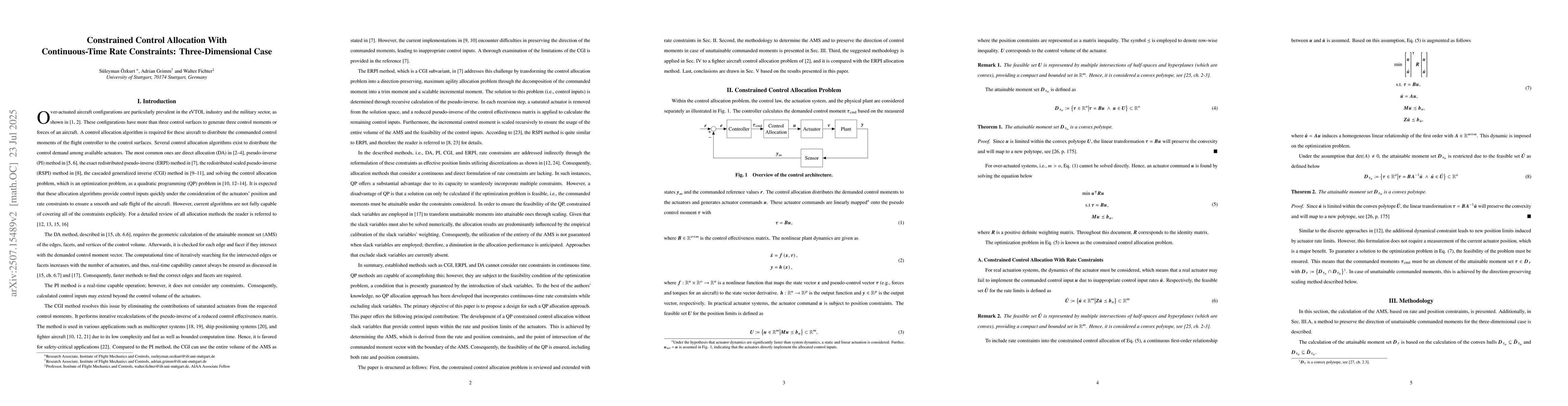 Thumbnail for Constrained Control Allocation With Continuous-Time Rate Constraints:
  Three-Dimensional Case