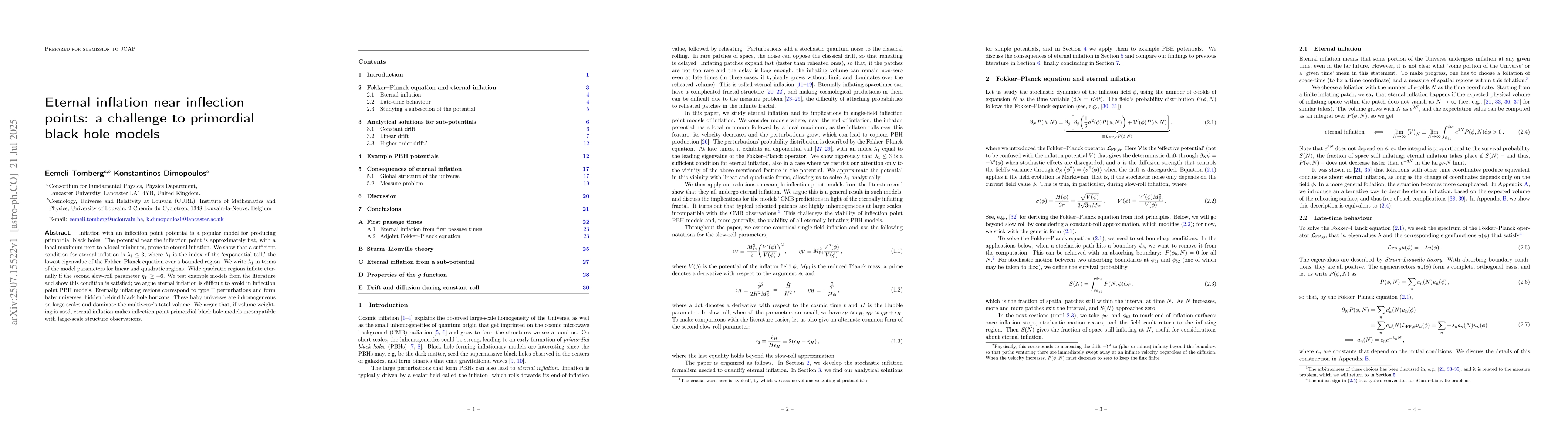 Thumbnail for Eternal inflation near inflection points: a challenge to primordial
  black hole models