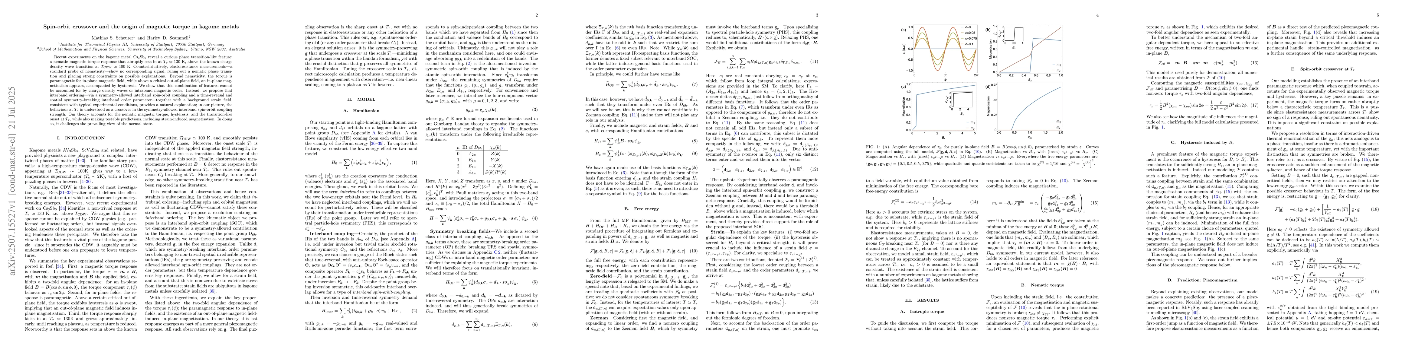 Thumbnail for Spin-orbit crossover and the origin of magnetic torque in kagome metals