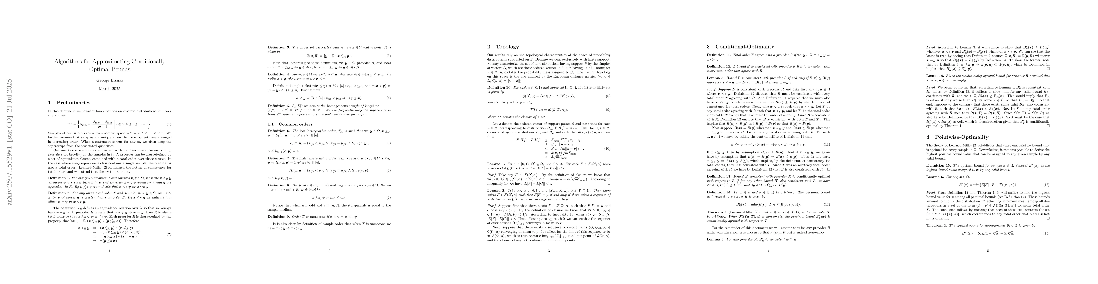 Thumbnail for Algorithms for Approximating Conditionally Optimal Bounds