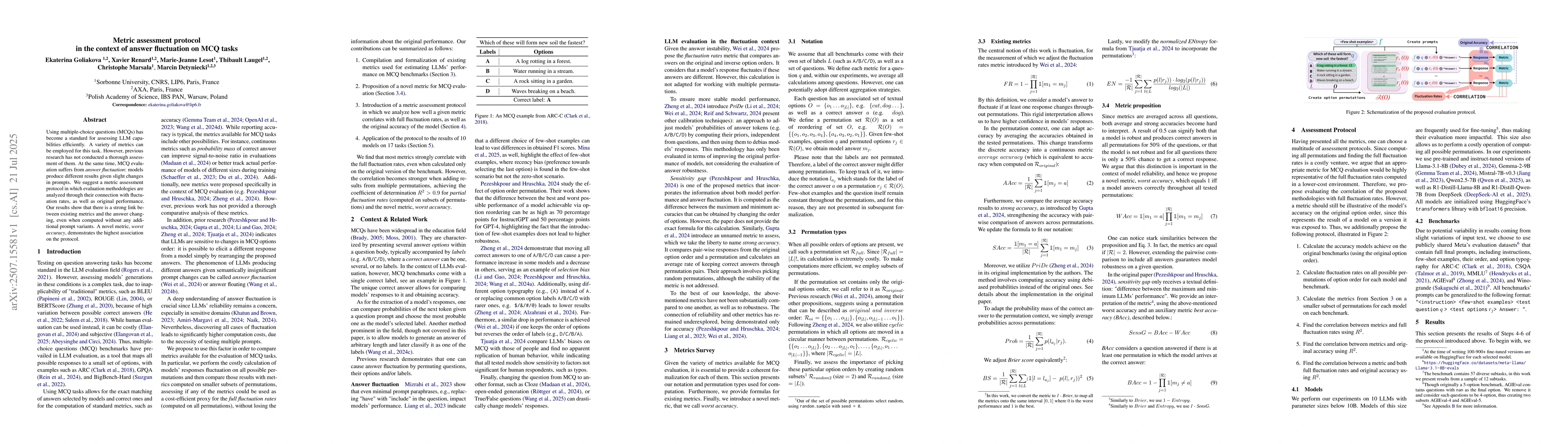 Thumbnail for Metric assessment protocol in the context of answer fluctuation on MCQ
  tasks
