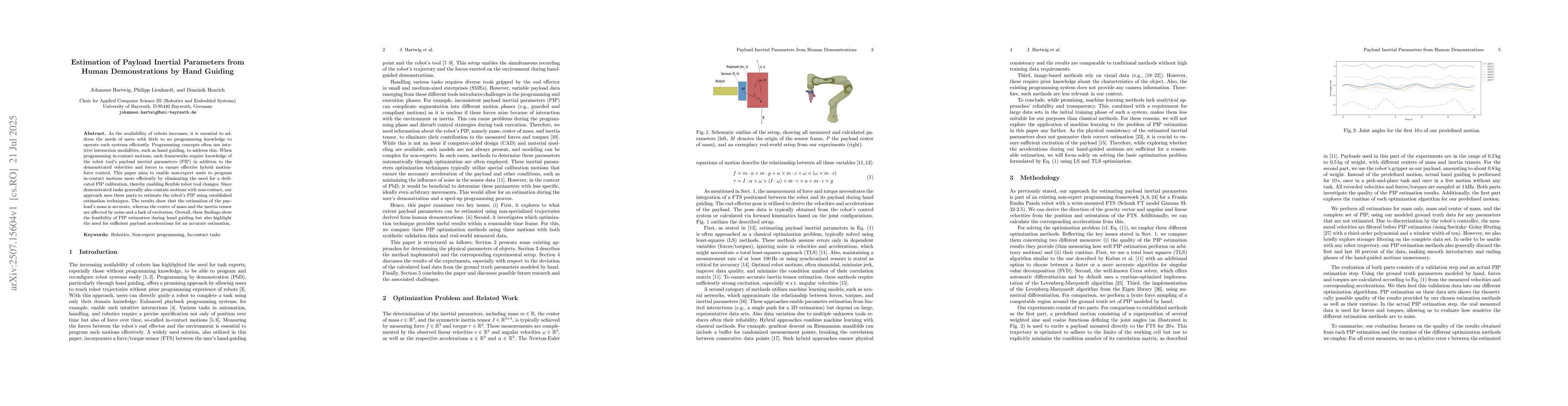 Thumbnail for Estimation of Payload Inertial Parameters from Human Demonstrations by
  Hand Guiding