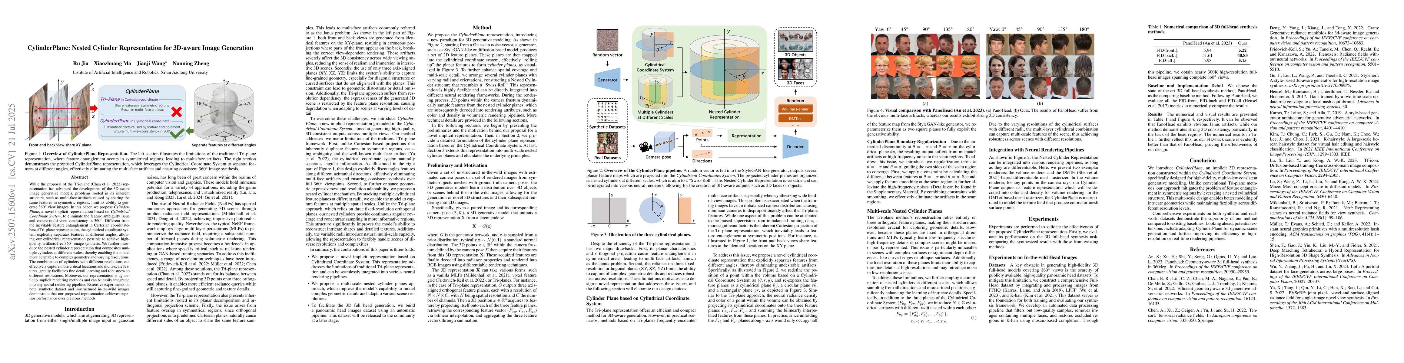 Thumbnail for CylinderPlane: Nested Cylinder Representation for 3D-aware Image
  Generation