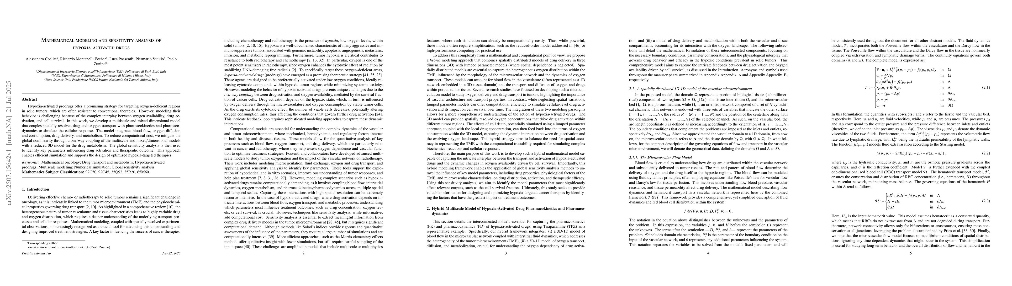 Thumbnail for Mathematical modeling and sensitivity analysis of hypoxia-activated
  drugs