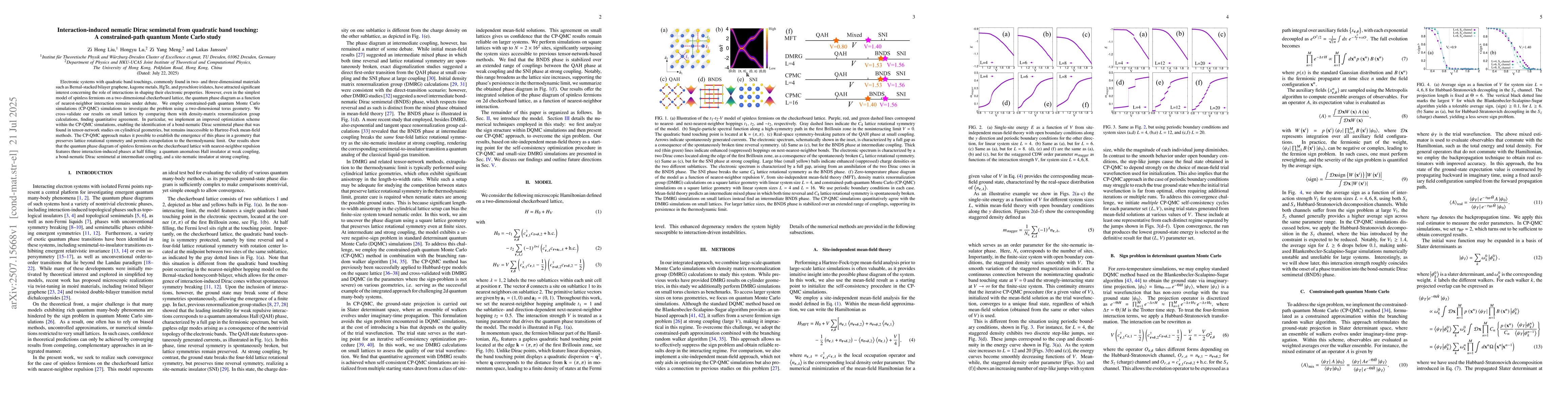Thumbnail for Interaction-induced nematic Dirac semimetal from quadratic band
  touching: A constrained-path quantum Monte Carlo study