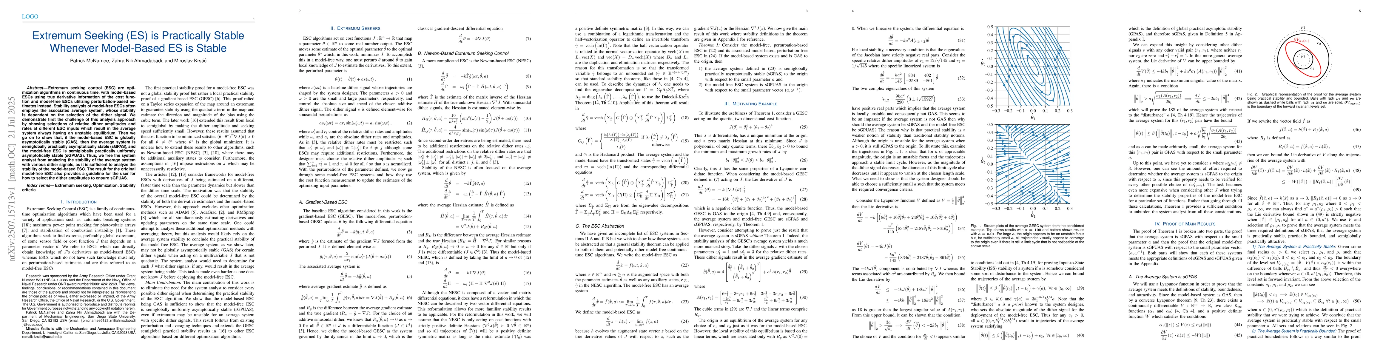 Thumbnail for Extremum Seeking (ES) is Practically Stable Whenever Model-Based ES is
  Stable