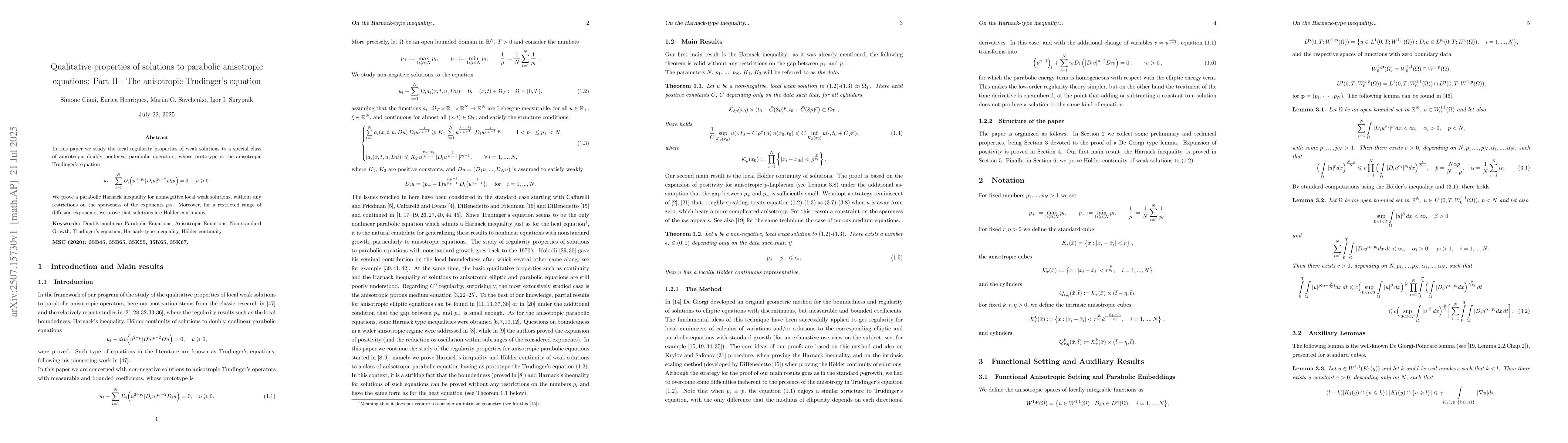 Thumbnail for Qualitative properties of solutions to parabolic anisotropic equations:
  Part II -- The anisotropic Trudinger's equation