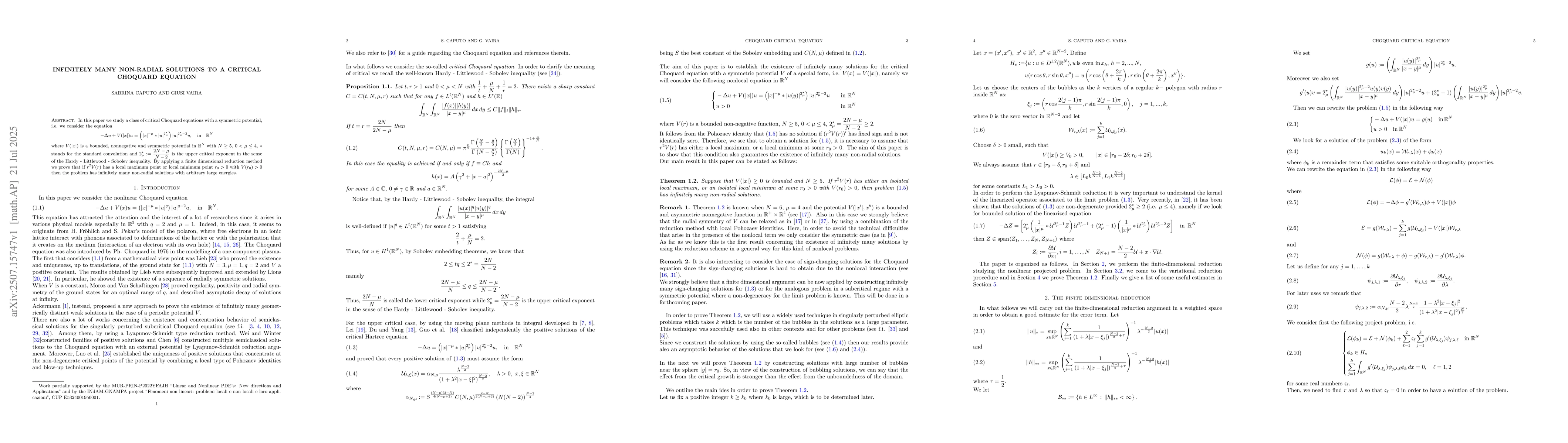 Thumbnail for Infinitely many non-radial solutions to a critical Choquard equation