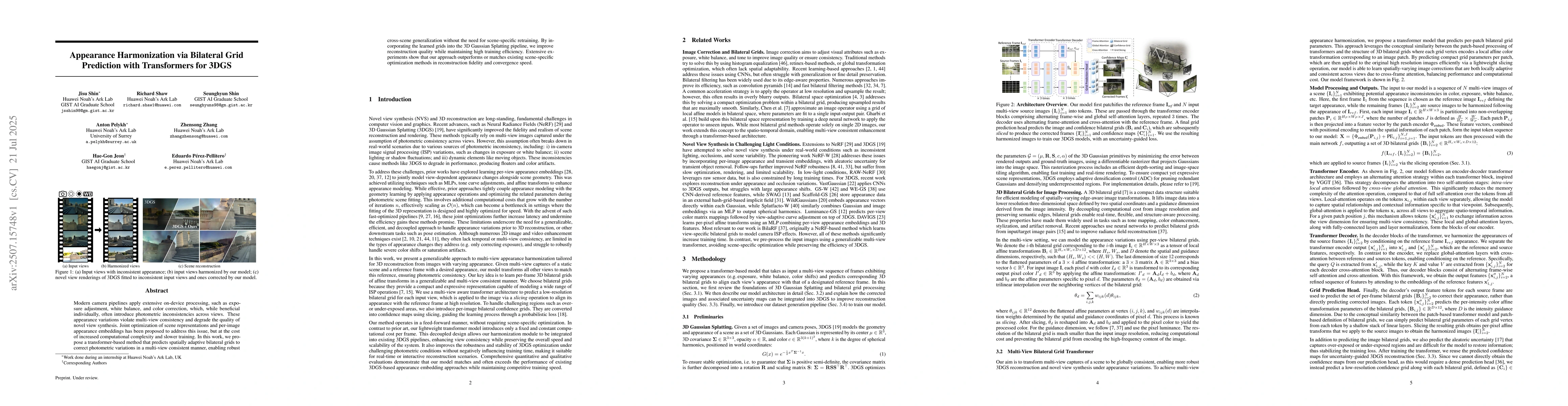 Thumbnail for Appearance Harmonization via Bilateral Grid Prediction with Transformers
  for 3DGS