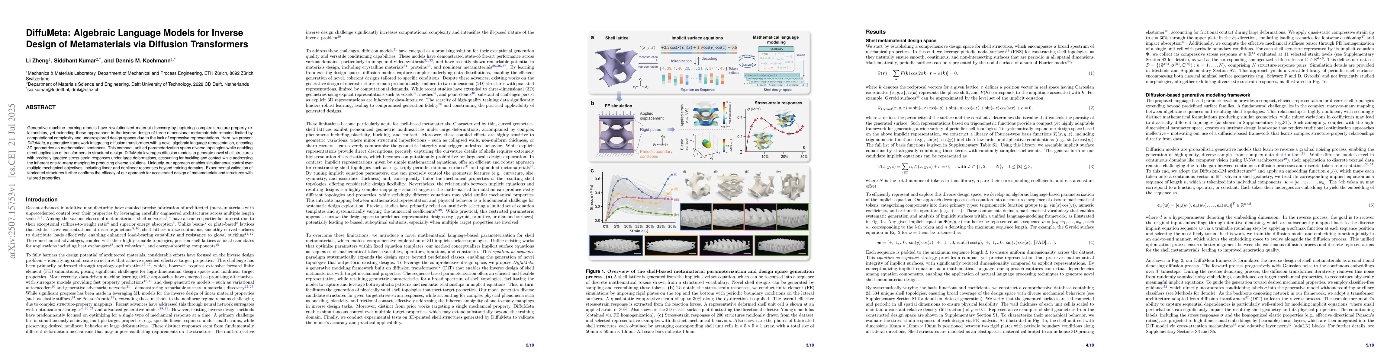 Thumbnail for DiffuMeta: Algebraic Language Models for Inverse Design of Metamaterials
  via Diffusion Transformers