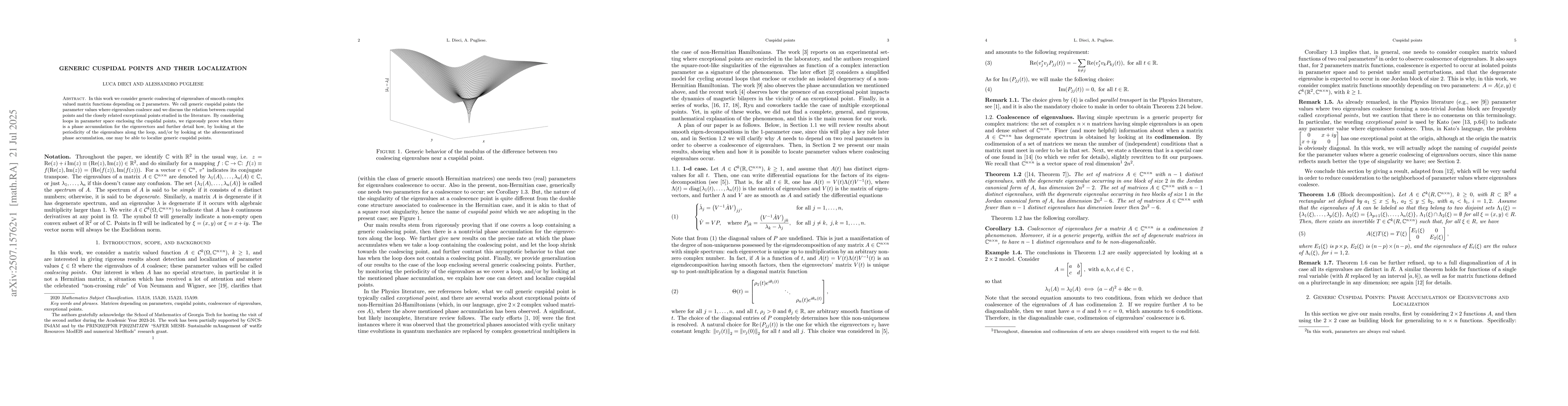 Thumbnail for Generic cuspidal points and their localization