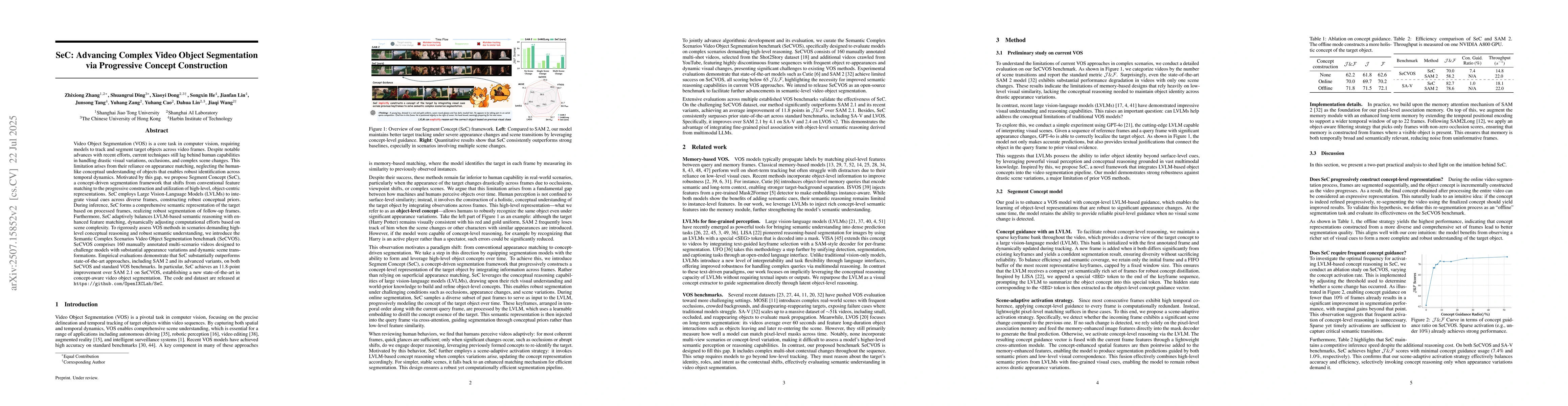 Thumbnail for SeC: Advancing Complex Video Object Segmentation via Progressive Concept
  Construction