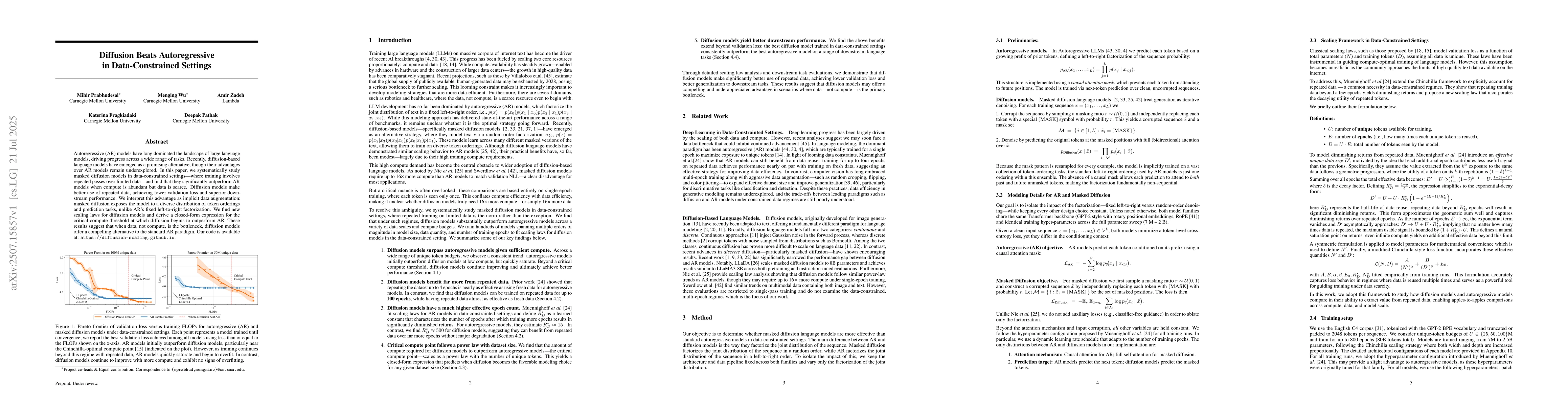 Thumbnail for Diffusion Beats Autoregressive in Data-Constrained Settings