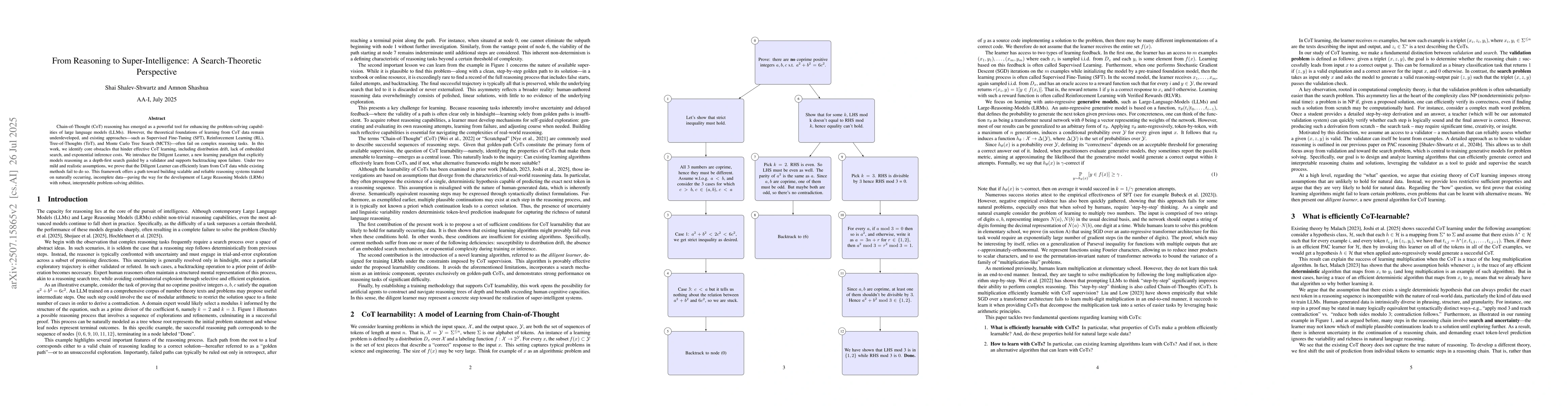 Thumbnail for From Reasoning to Super-Intelligence: A Search-Theoretic Perspective