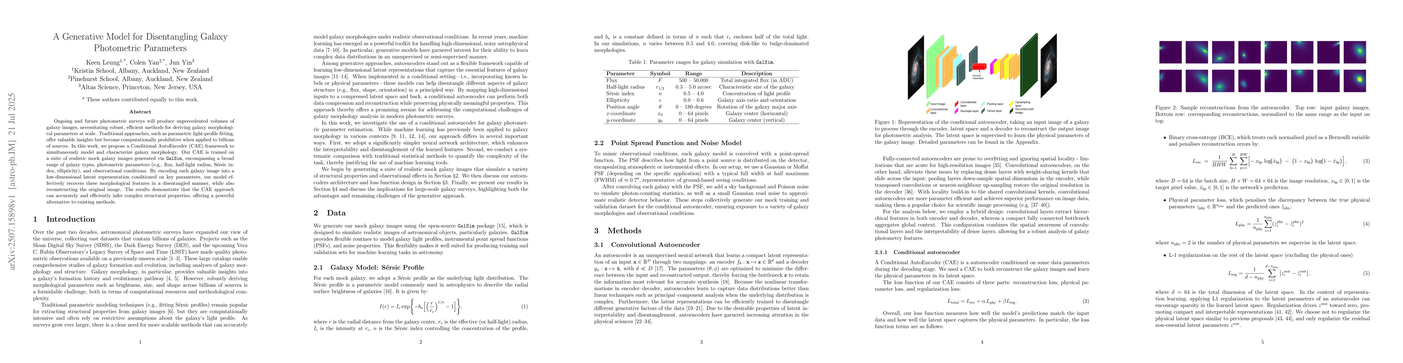 Thumbnail for A Generative Model for Disentangling Galaxy Photometric Parameters