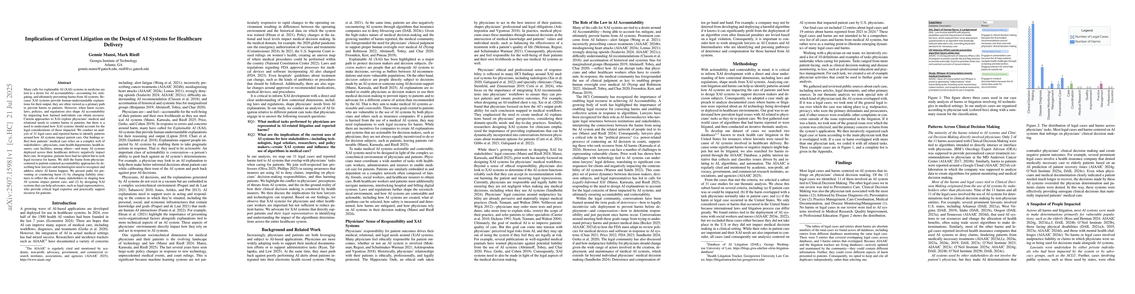 Thumbnail for Implications of Current Litigation on the Design of AI Systems for
  Healthcare Delivery