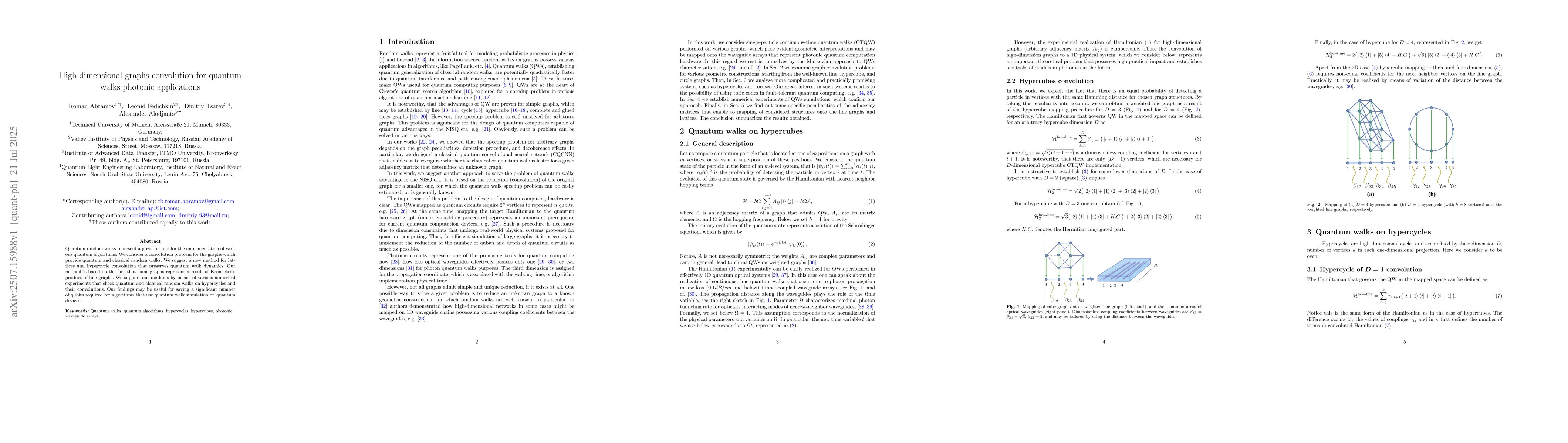 Thumbnail for High-dimensional graphs convolution for quantum walks photonic
  applications