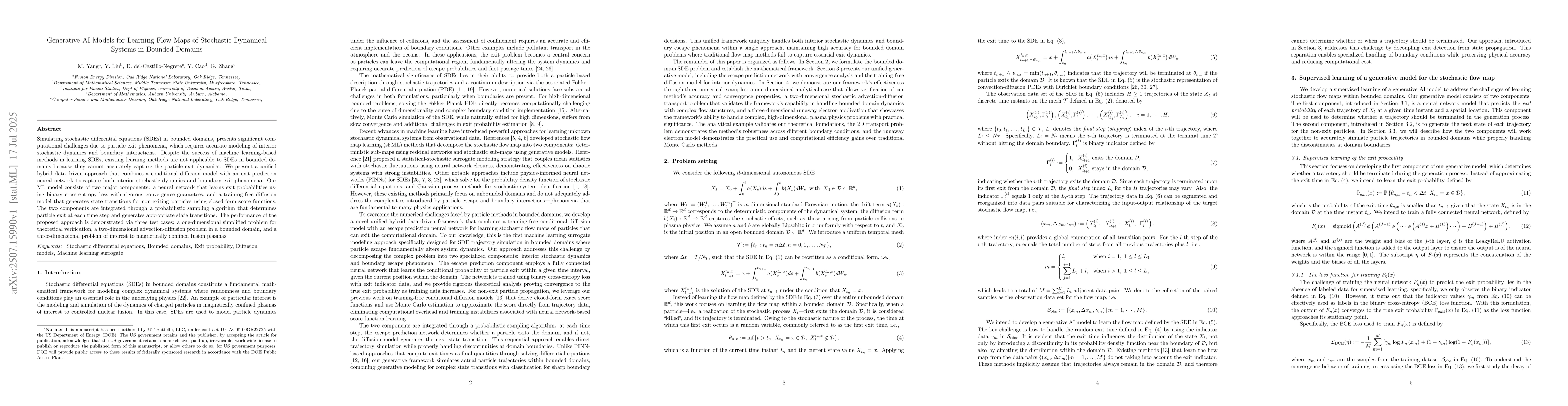 Thumbnail for Generative AI Models for Learning Flow Maps of Stochastic Dynamical
  Systems in Bounded Domains
