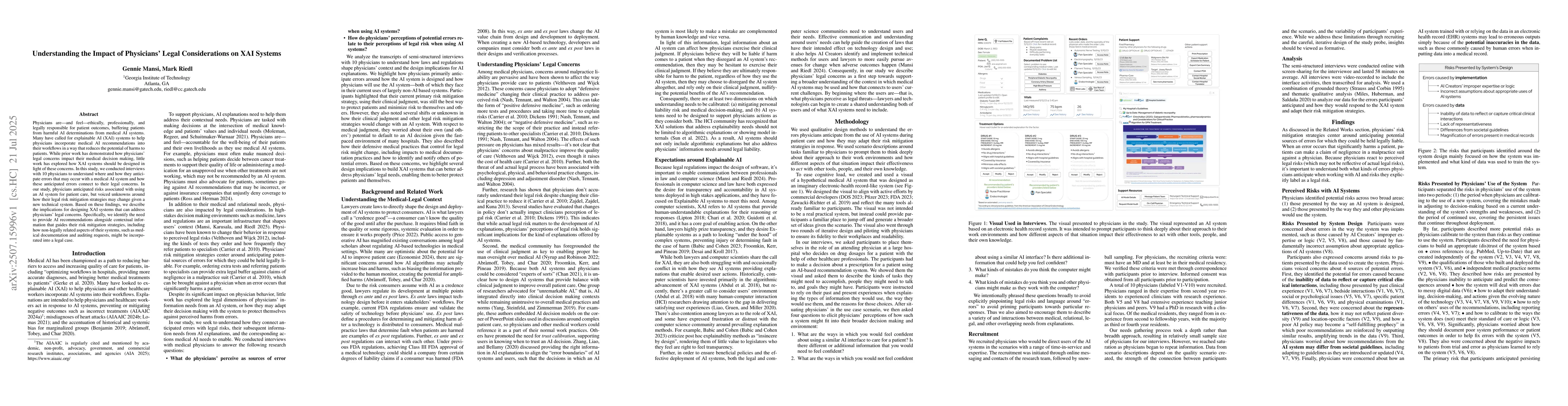 Thumbnail for Understanding the Impact of Physicians' Legal Considerations on XAI
  Systems
