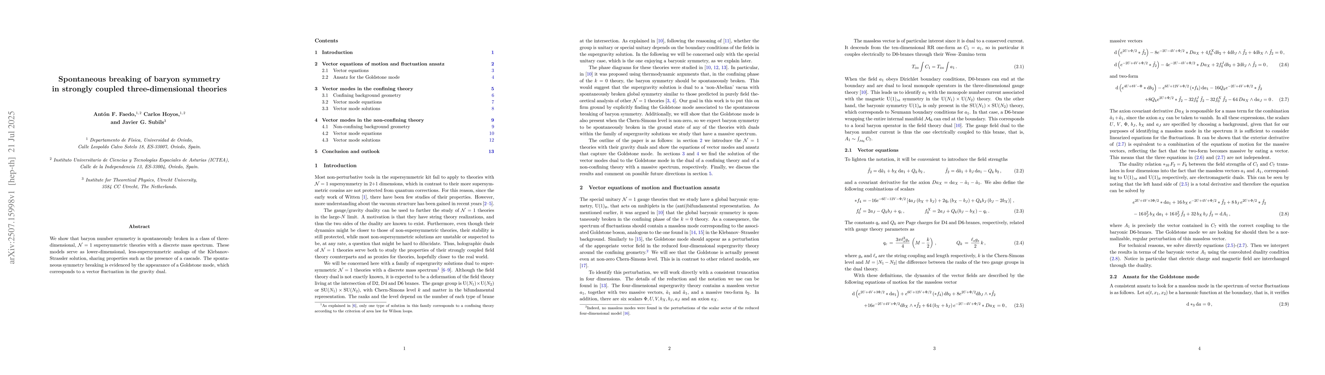 Thumbnail for Spontaneous breaking of baryon symmetry in strongly coupled
  three-dimensional theories