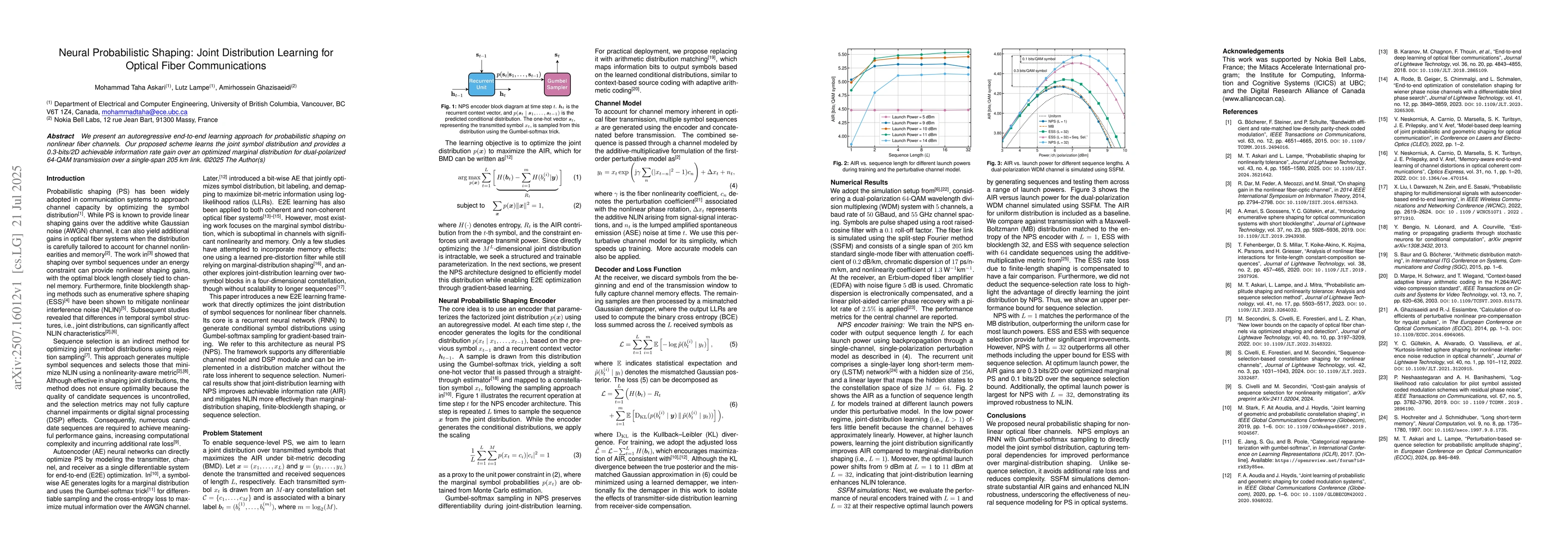 Thumbnail for Neural Probabilistic Shaping: Joint Distribution Learning for Optical
  Fiber Communications