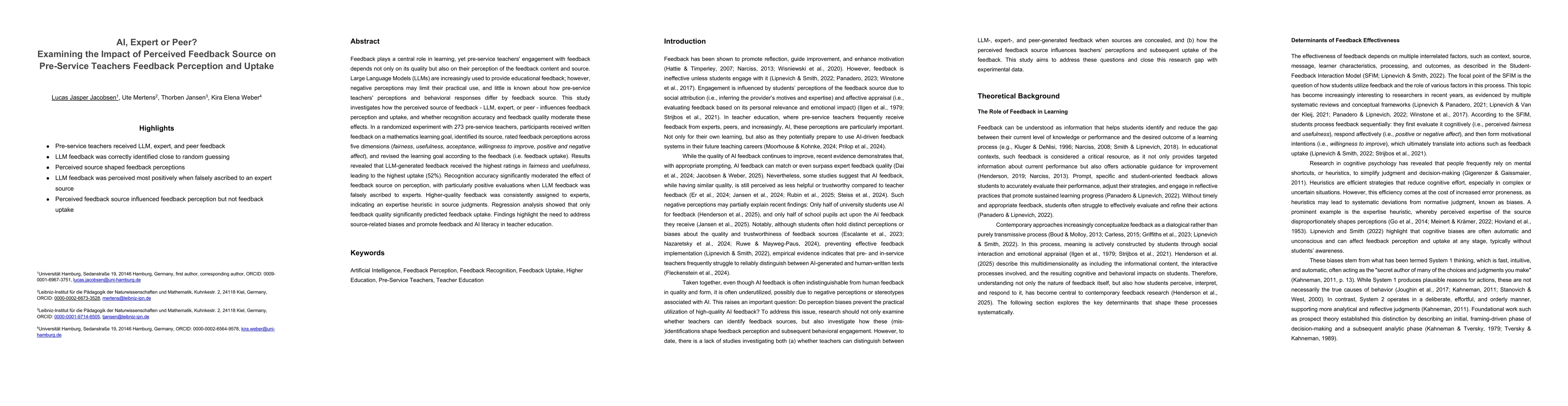 Thumbnail for AI, Expert or Peer? -- Examining the Impact of Perceived Feedback Source
  on Pre-Service Teachers Feedback Perception and Uptake