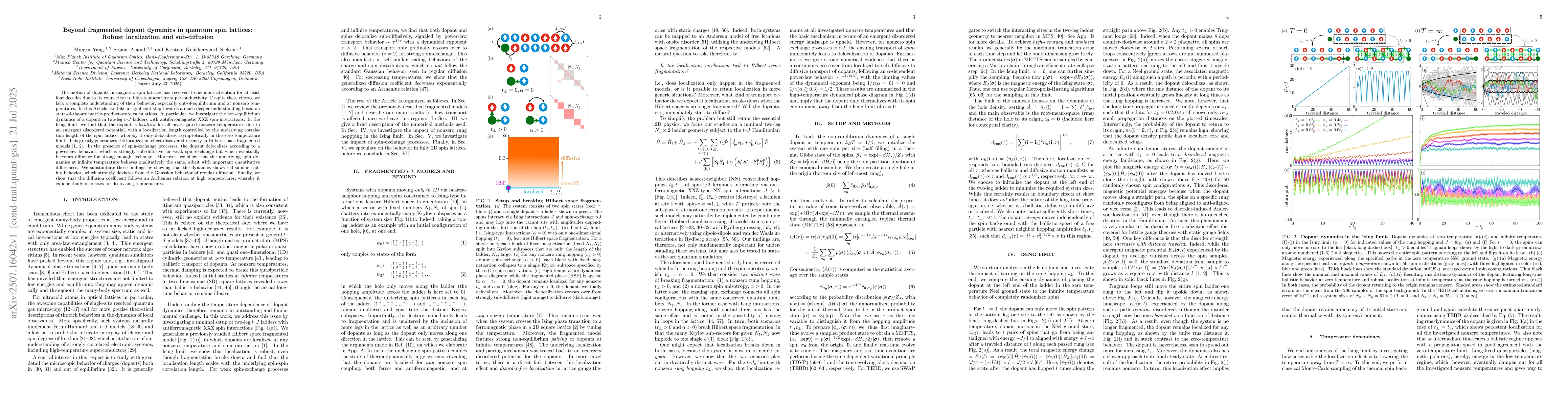 Thumbnail for Beyond fragmented dopant dynamics in quantum spin lattices: Robust
  localization and sub-diffusion