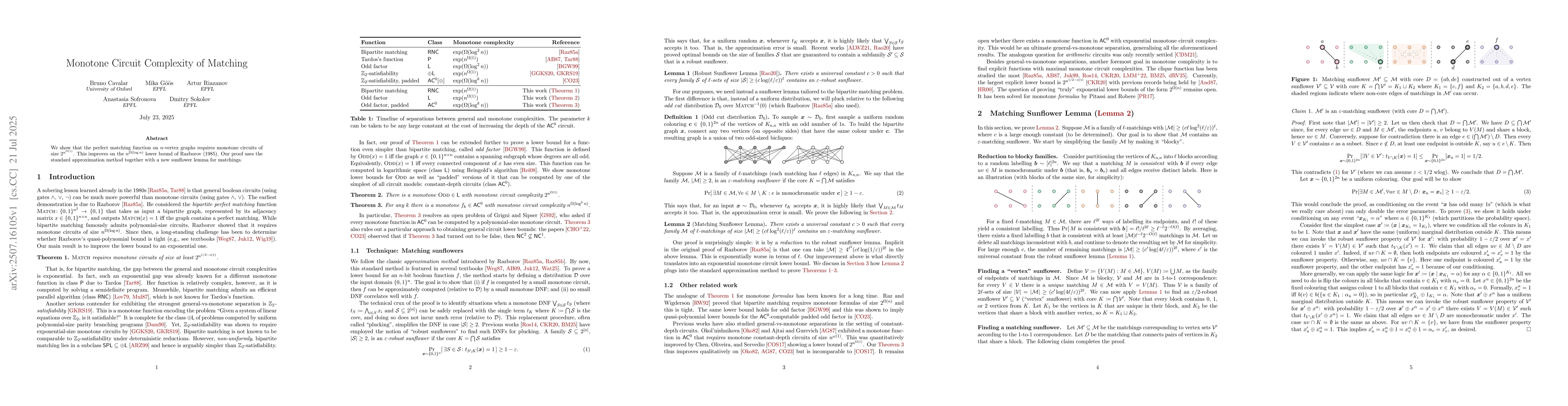 Thumbnail for Monotone Circuit Complexity of Matching