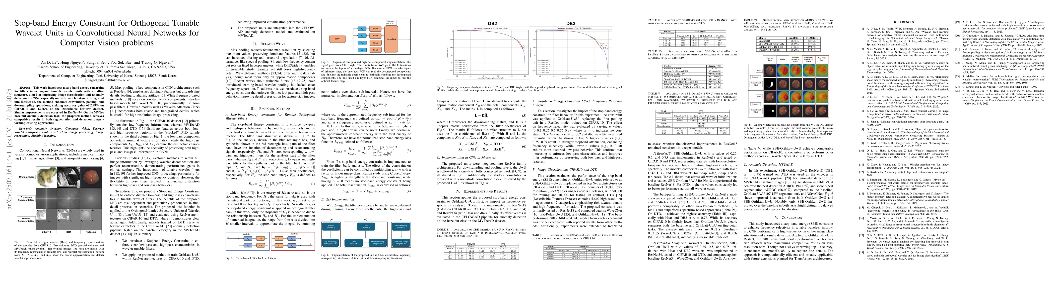 Thumbnail for Stop-band Energy Constraint for Orthogonal Tunable Wavelet Units in
  Convolutional Neural Networks for Computer Vision problems