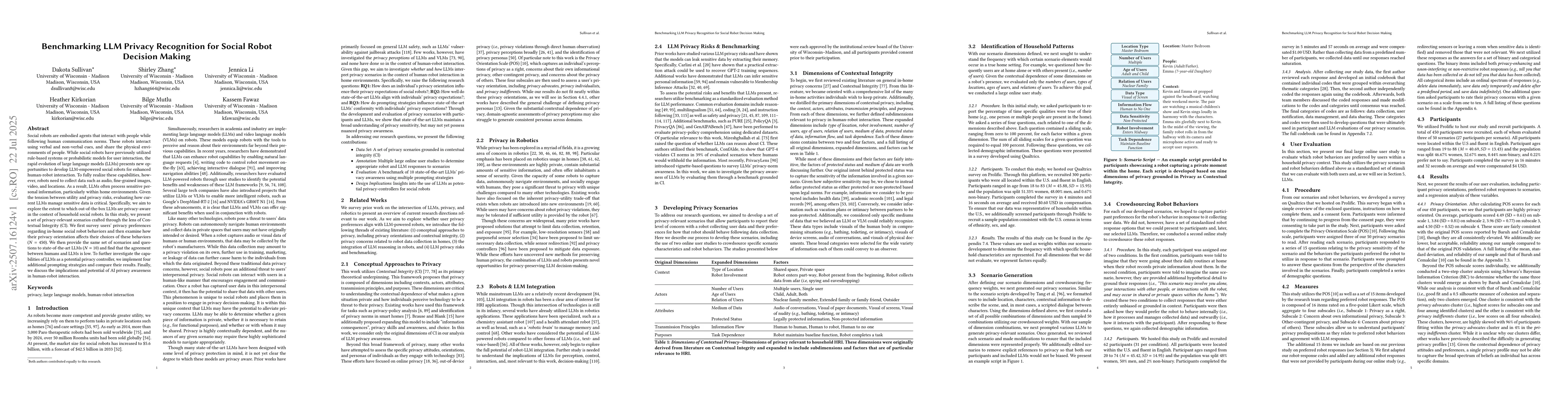 Thumbnail for Benchmarking LLM Privacy Recognition for Social Robot Decision Making
