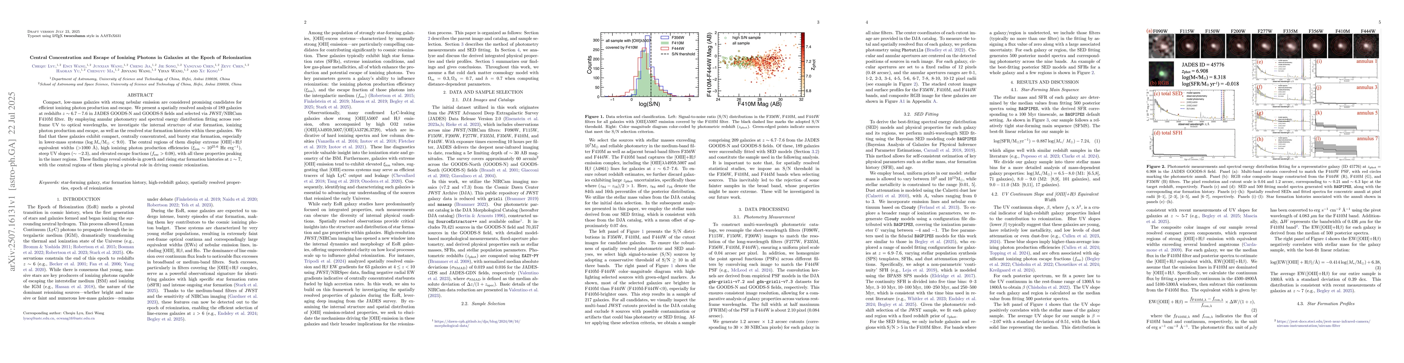 Thumbnail for Central Concentration and Escape of Ionizing Photons in Galaxies at the
  Epoch of Reionization