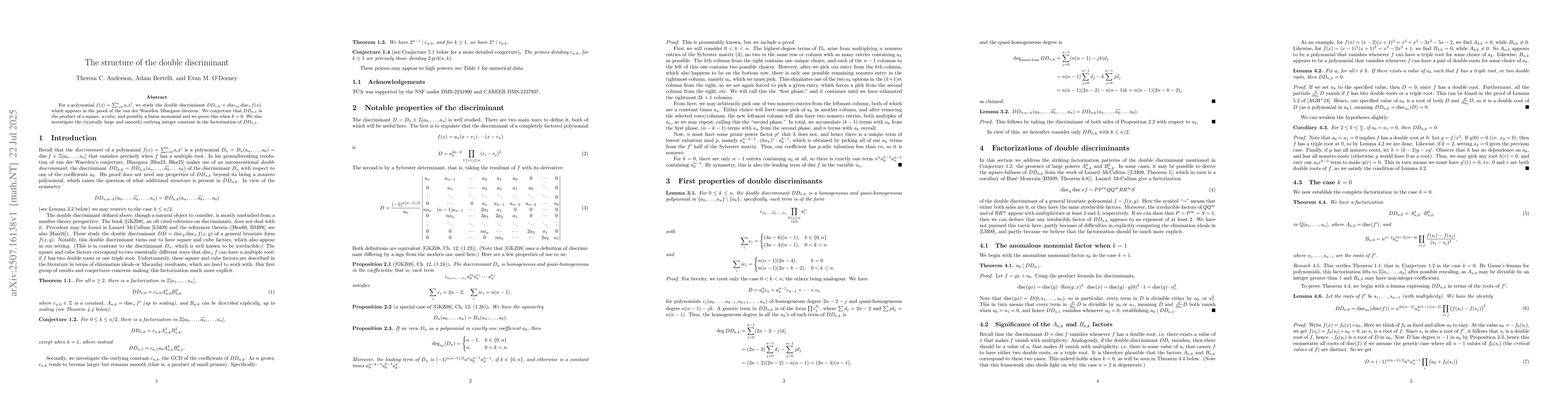Thumbnail for The structure of the double discriminant