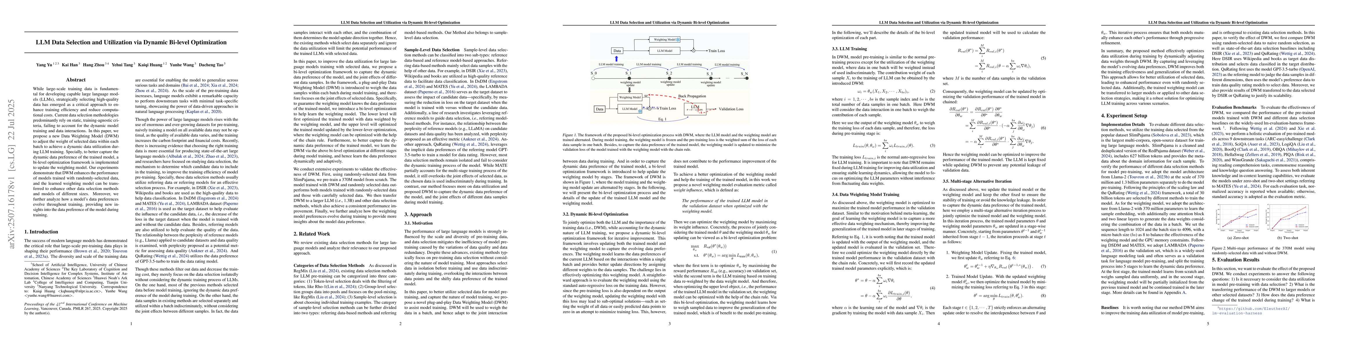 Thumbnail for LLM Data Selection and Utilization via Dynamic Bi-level Optimization