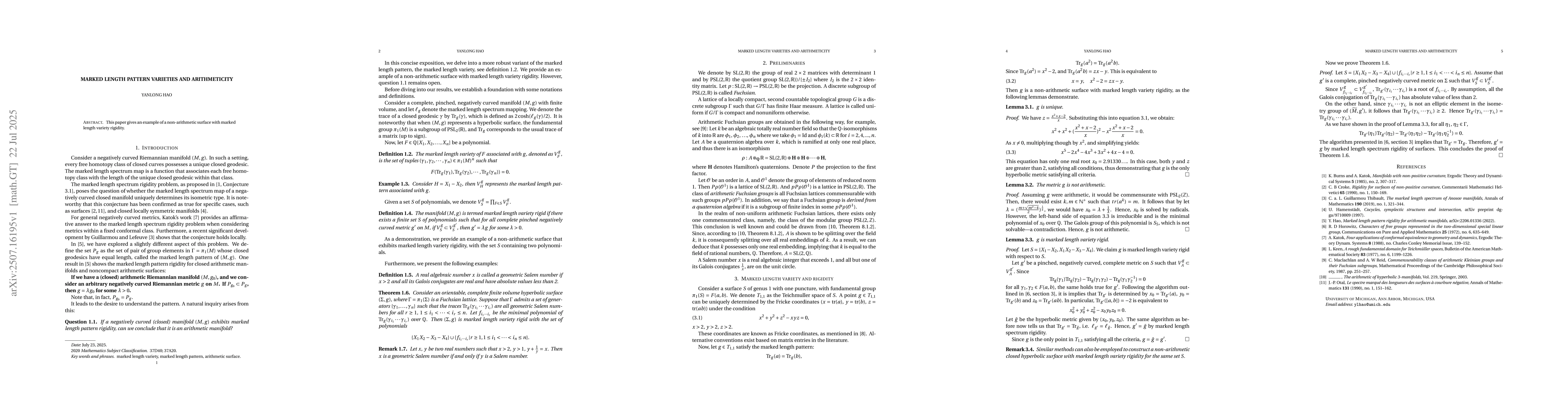 Thumbnail for Marked length varieties and arithmeticity
