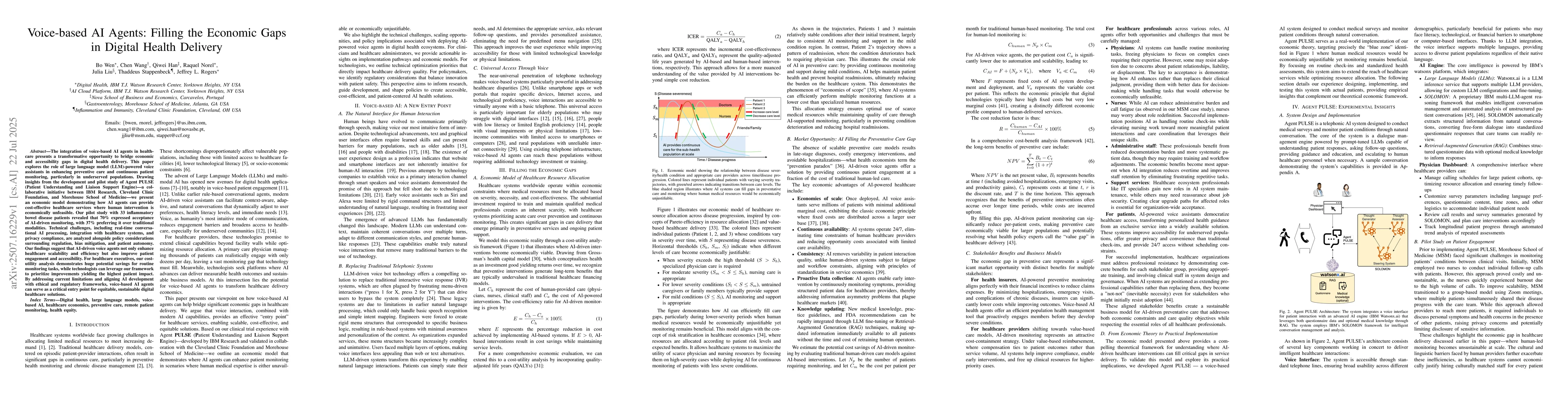 Thumbnail for Voice-based AI Agents: Filling the Economic Gaps in Digital Health
  Delivery