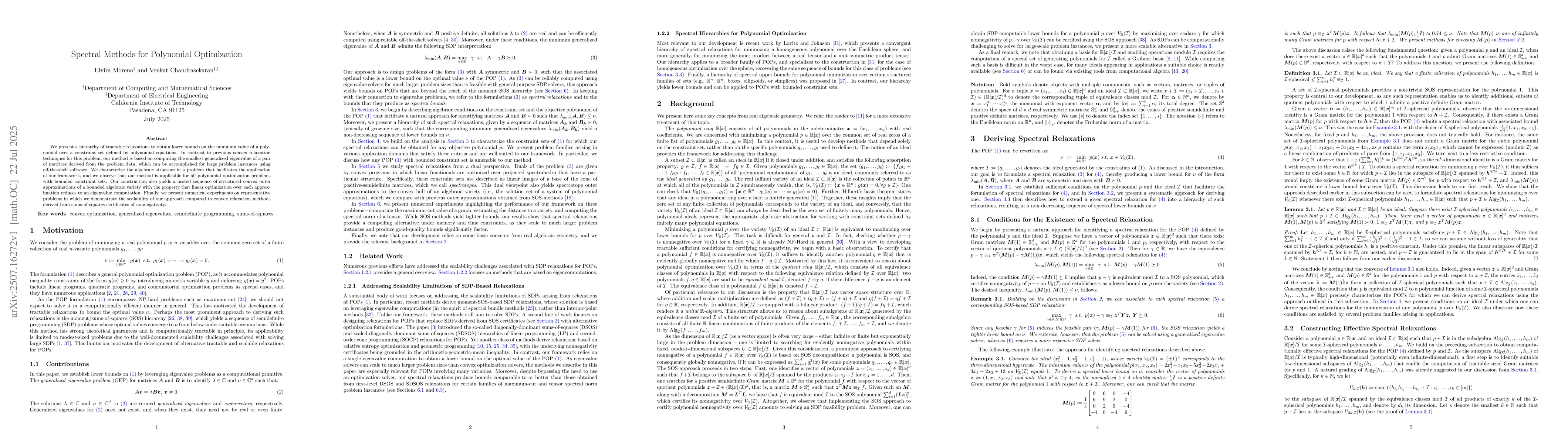 Thumbnail for Spectral Methods for Polynomial Optimization