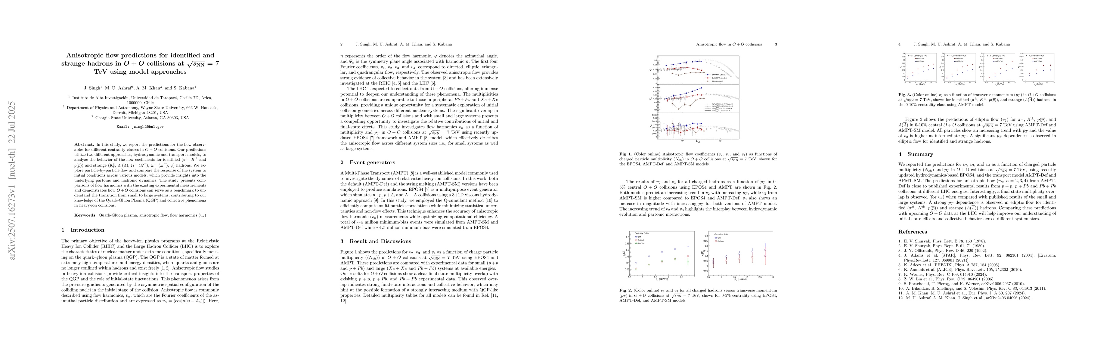 Thumbnail for Anisotropic flow predictions for identified and strange hadrons in $O+O$
  collisions at $\sqrt{s_{\mathrm{NN}}}$ = 7 TeV using model approaches